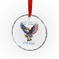 American Rodeo 250th Anniversary Crystal Glass Ornament Western Cowboy Eagle Patriotic 4th of July