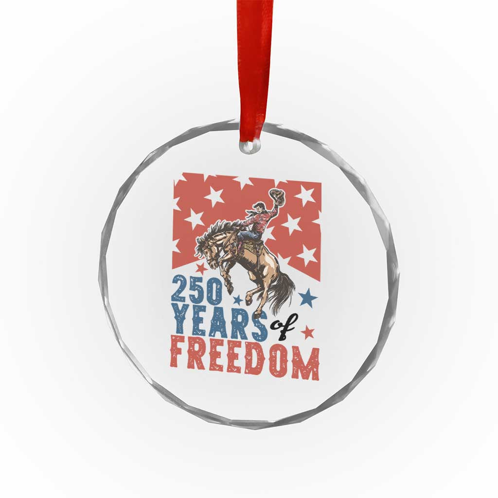 American Rodeo 250th Anniversary Crystal Glass Ornament Western Cowboy Patriotic Fourth of July