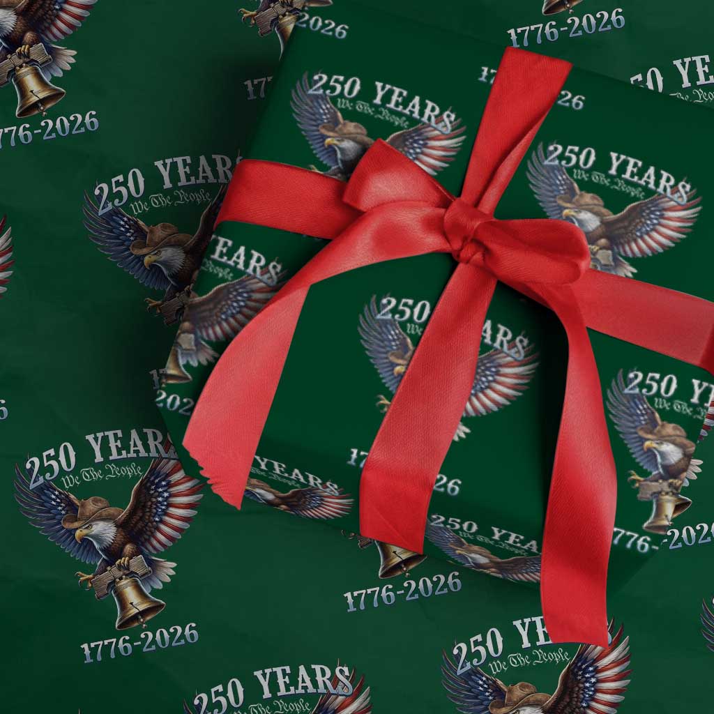 American Rodeo 250th Anniversary Wrapping Paper Roll Western Cowboy Eagle Patriotic 4th of July