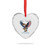 American Rodeo 250th Anniversary Heart Crystal Glass Ornament Western Cowboy Eagle Patriotic 4th of July