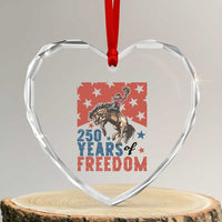 American Rodeo 250th Anniversary Heart Crystal Glass Ornament Western Cowboy Patriotic Fourth of July