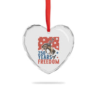 American Rodeo 250th Anniversary Heart Crystal Glass Ornament Western Cowboy Patriotic Fourth of July
