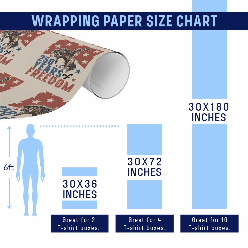 American Rodeo 250th Anniversary Wrapping Paper Roll Western Cowboy Patriotic Fourth of July