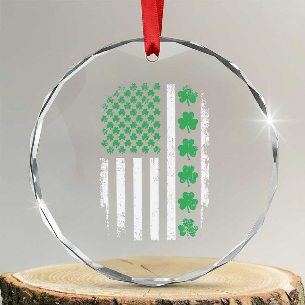 American Shamrock Flag Crystal Glass Ornament Lucky St Patricks Day TS02