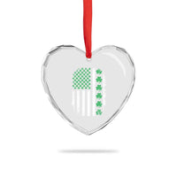 American Shamrock Flag Heart Crystal Glass Ornament Lucky St Patricks Day - Wonder Print Shop