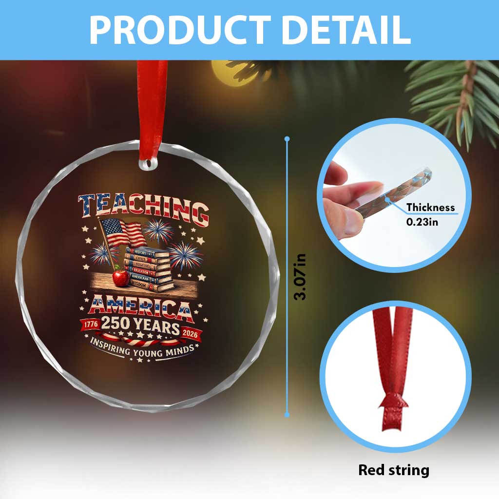 American Teacher Gift Crystal Glass Ornament Inspiring Young Minds 250th Anniversary