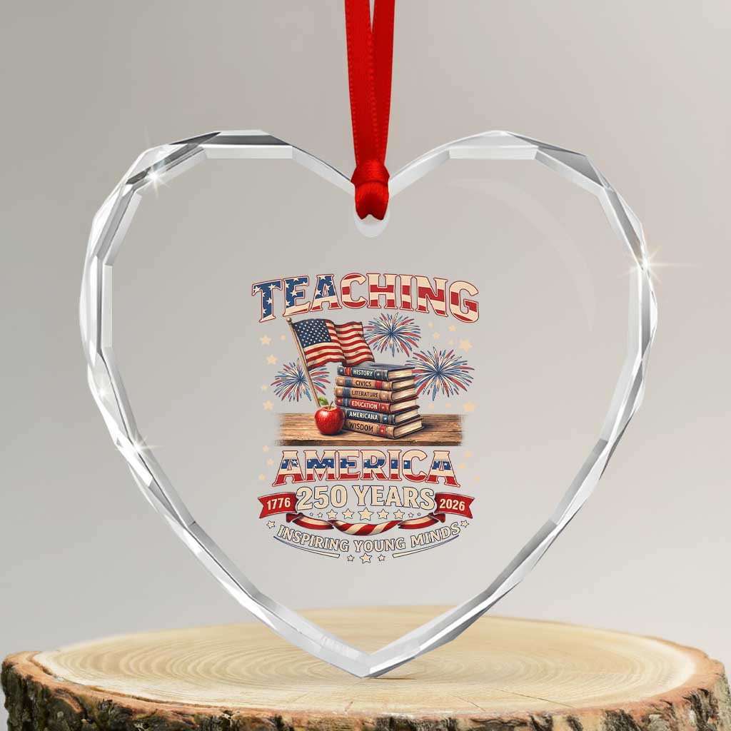 American Teacher Gift Heart Crystal Glass Ornament Inspiring Young Minds 250th Anniversary