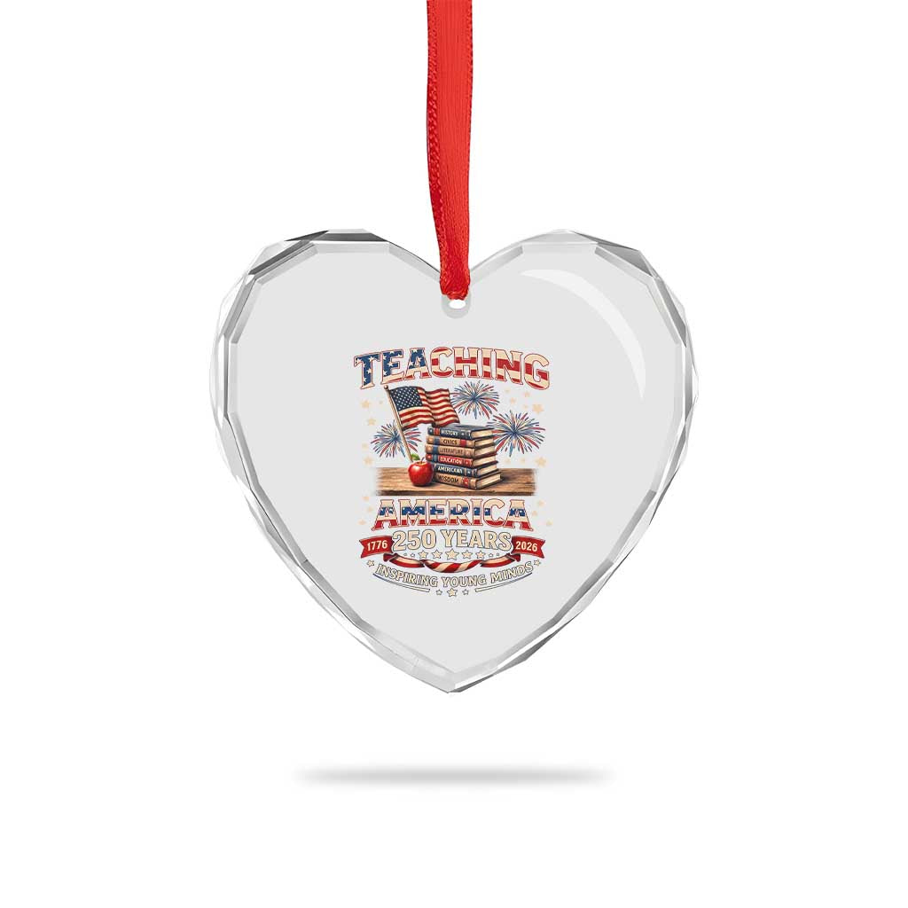 American Teacher Gift Heart Crystal Glass Ornament Inspiring Young Minds 250th Anniversary