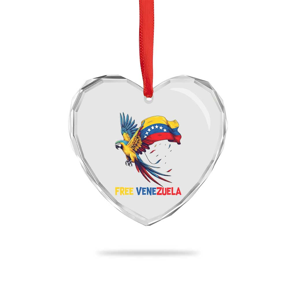 American Venezuela Support Freedom Heart Crystal Glass Ornament Venezuelan Free - Wonder Print Shop