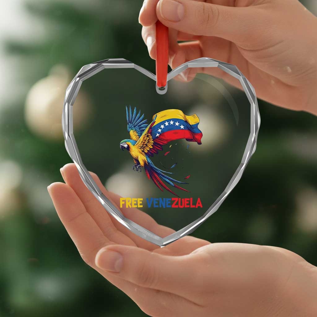 American Venezuela Support Freedom Heart Crystal Glass Ornament Venezuelan Free - Wonder Print Shop