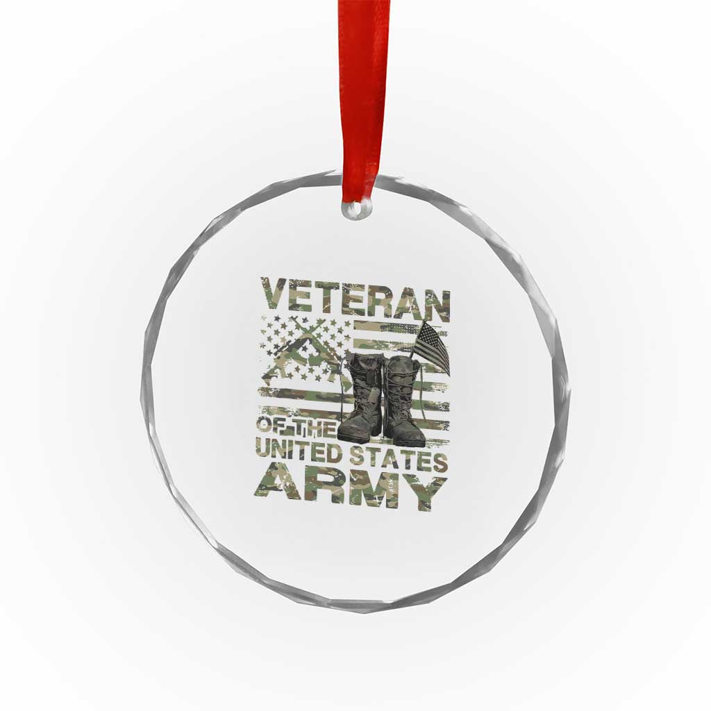 American Veteran Crystal Glass Ornament Of The US Army Camouflage Flag TS02