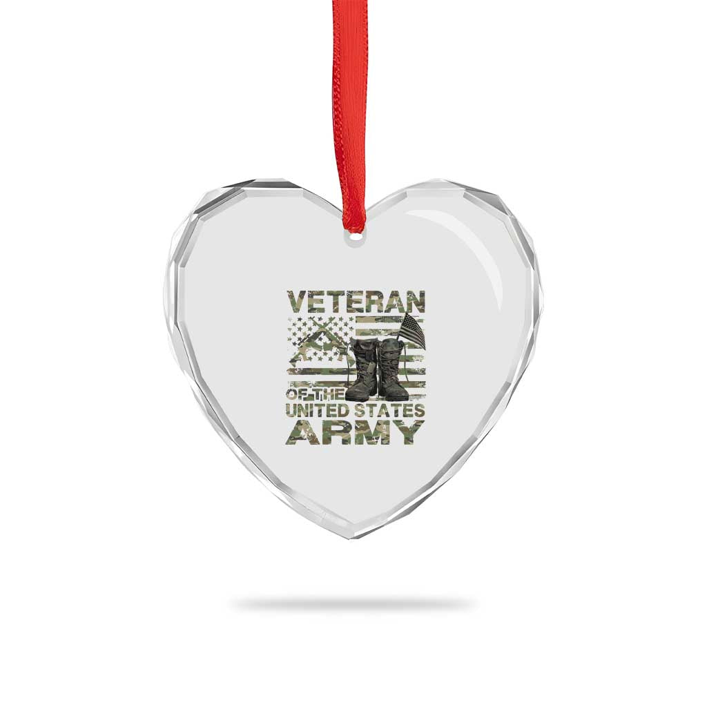 American Veteran Heart Crystal Glass Ornament Of The US Army Camouflage Flag - Wonder Print Shop