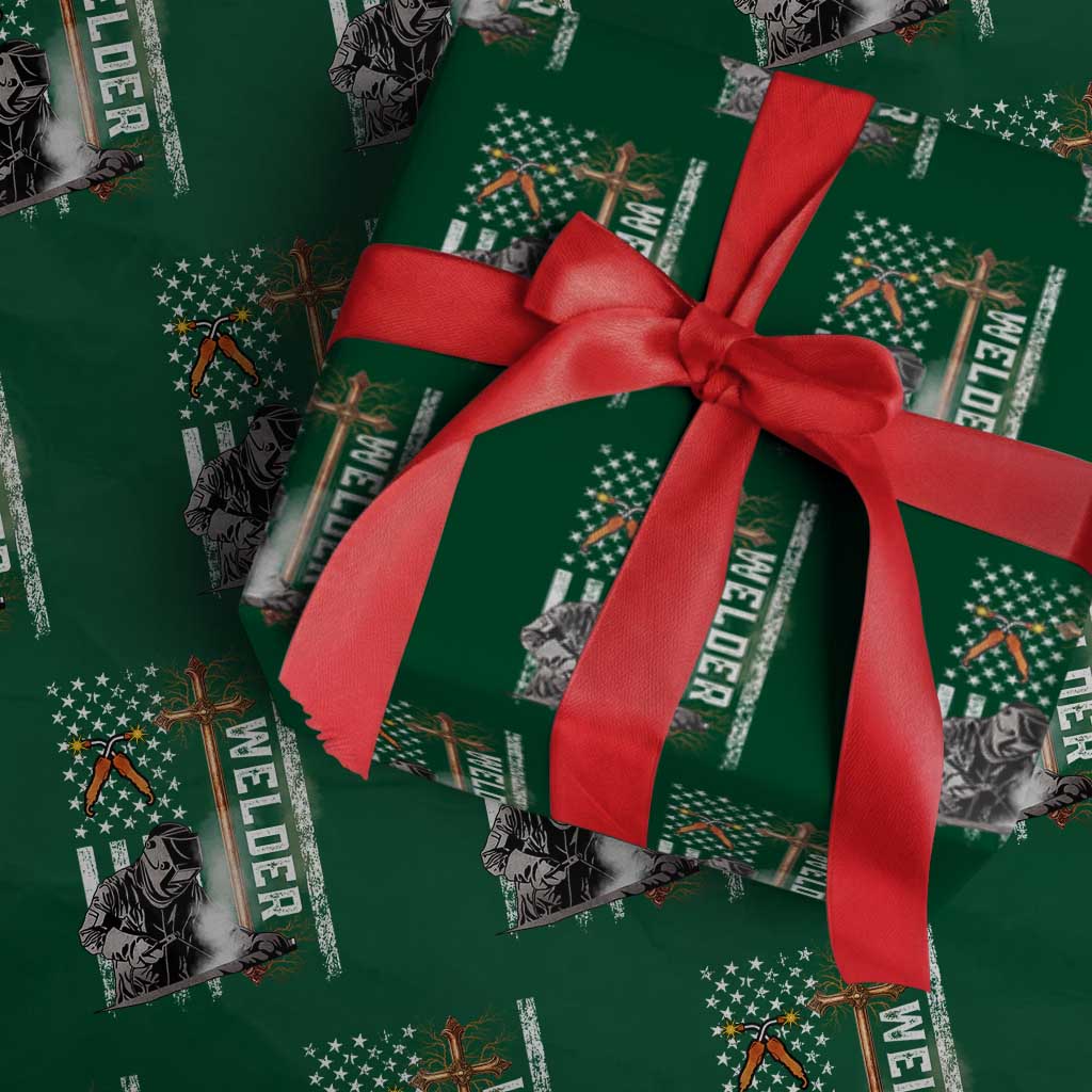 American Welder Wrapping Paper Roll Welding USA Flag Christian Cross - Wonder Print Shop