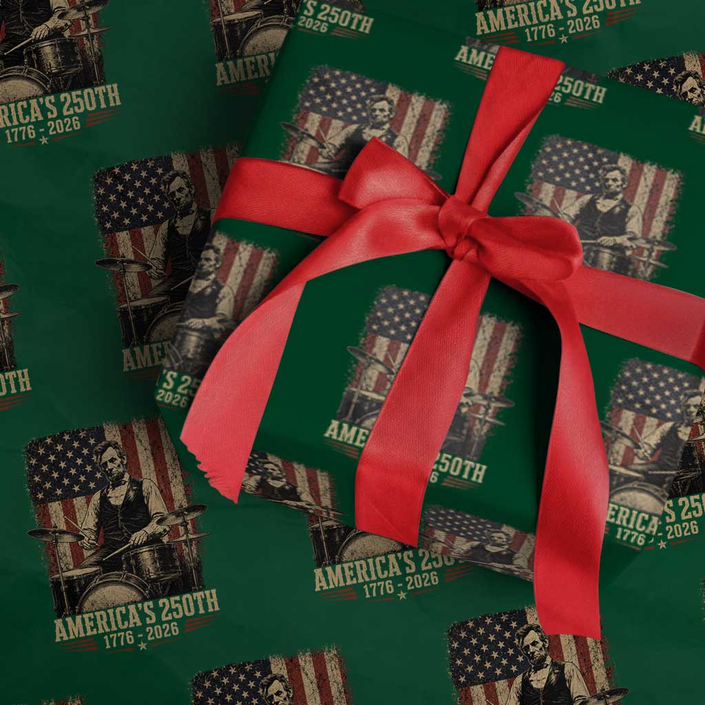 America's 250th Abraham Lincoln Playing Guitar 1776 2026 Wrapping Paper Roll Funny Electric Guitar Player
