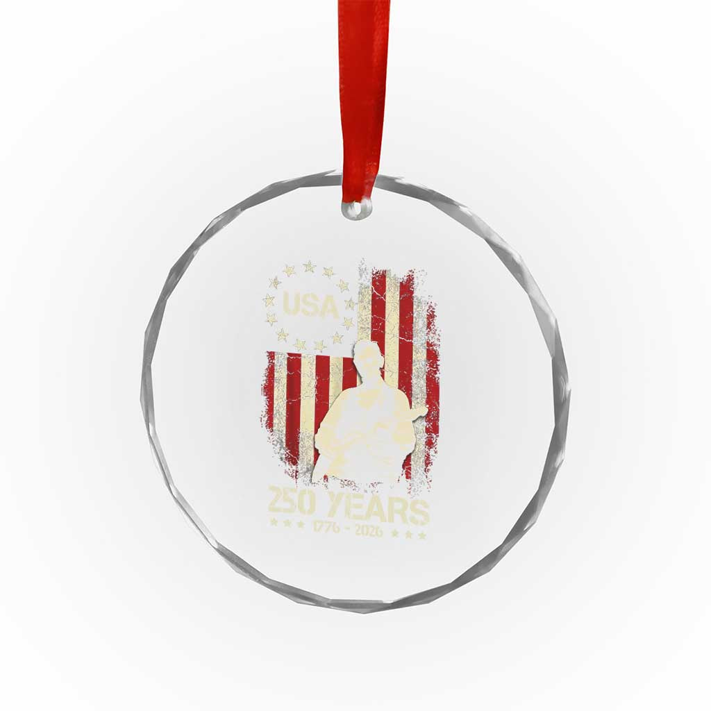 America's 250th Abraham Lincoln Playing Guitar Crystal Glass Ornament