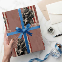 Americas 250th Anniversary 1776-2026 Bigfoot Rock Star Wrapping Paper Roll Playing Electric Guitar Distressed American Flag Graphic