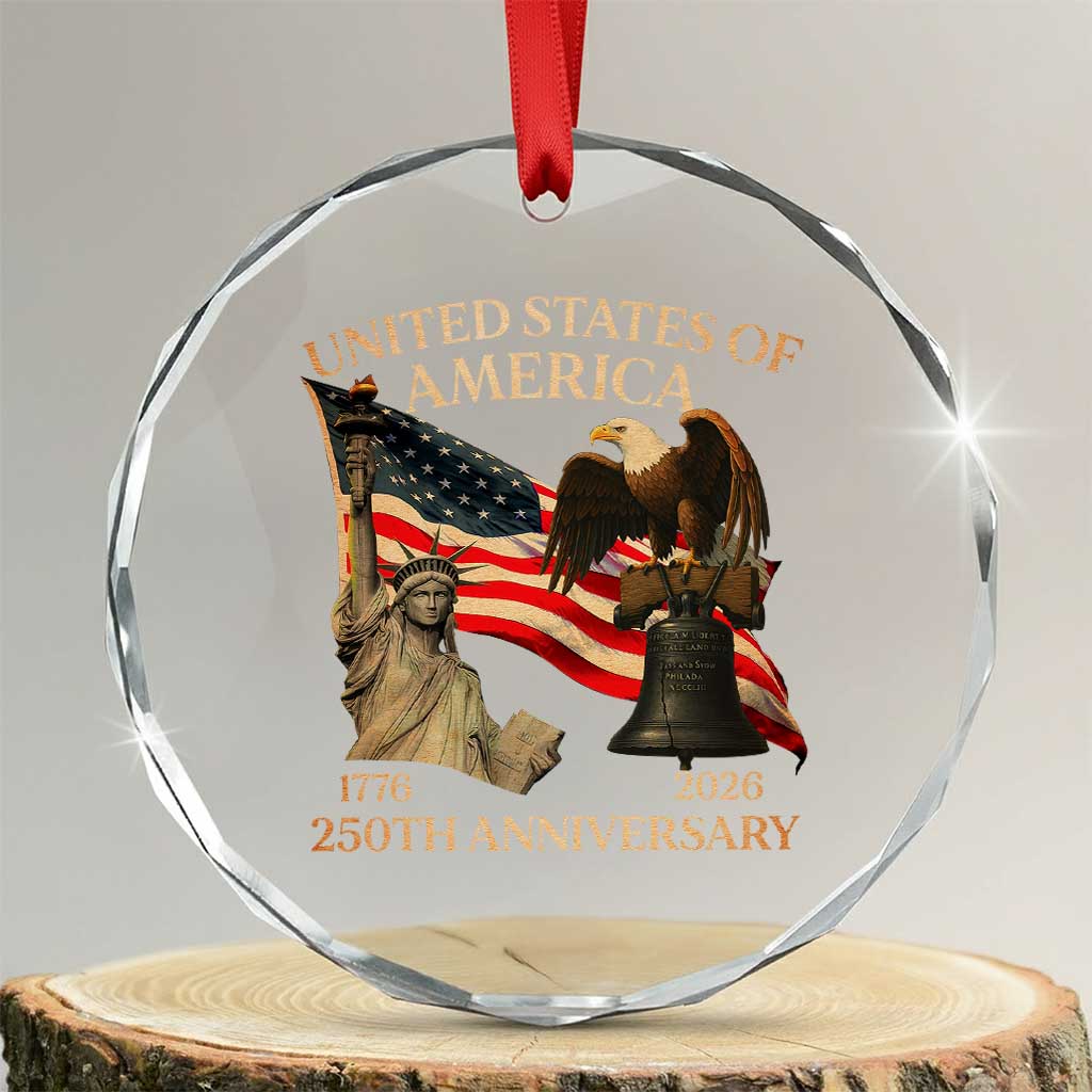 America's 250th Anniversary Crystal Glass Ornament United States Of America 250th Independence Day Freedom - Wonder Print Shop