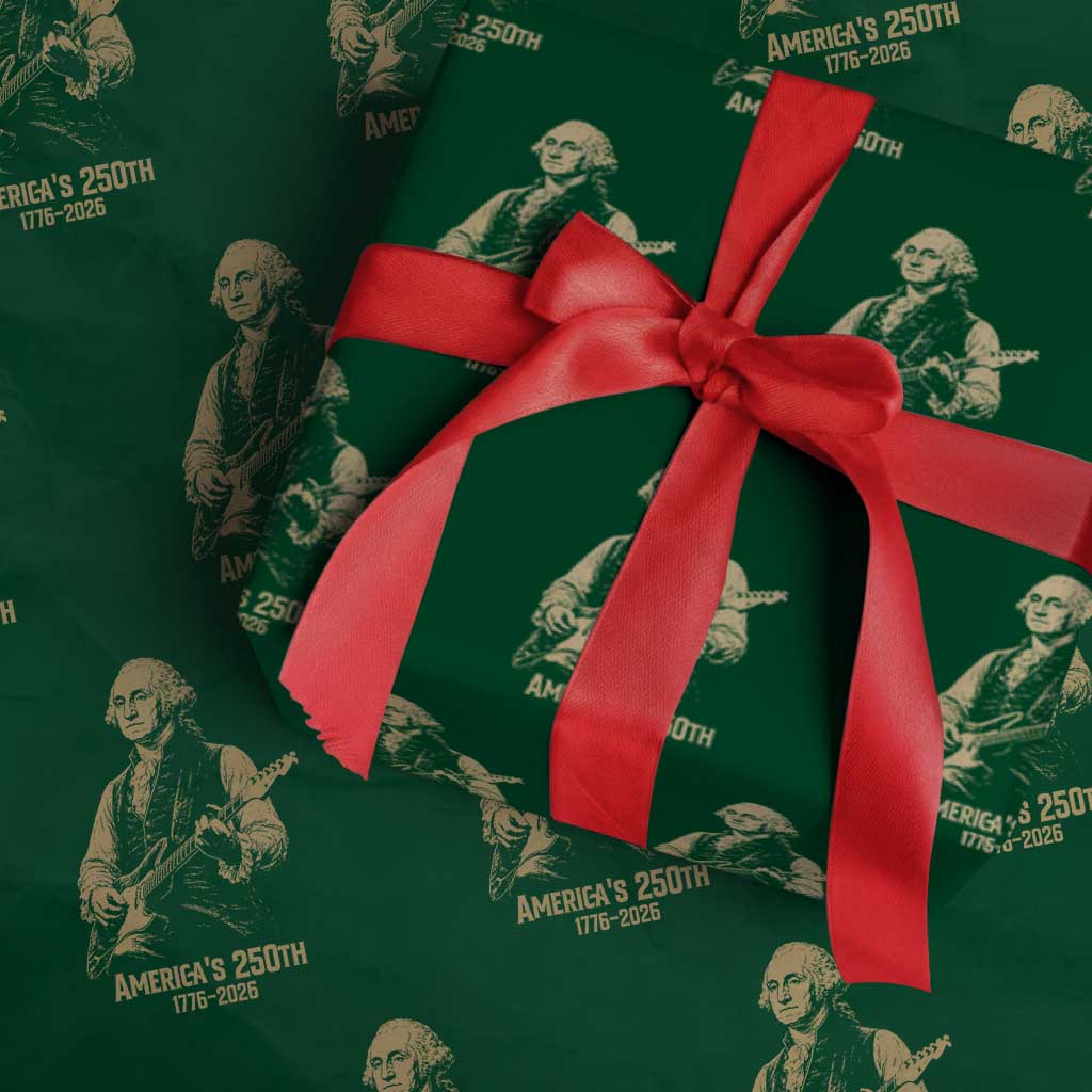 America's 250th George Washington Rock Star Wrapping Paper Roll Funny Electric Guitar Player Vintage 1776 to 2026 Semiquincentennial