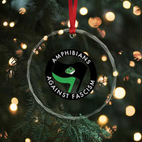 Amphibians Against Fascism Crystal Glass Ornament Anti-Fascist Frog Logo Portland Protest - Wonder Print Shop