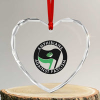 Amphibians Against Fascism Heart Crystal Glass Ornament Anti-Fascist Frog Logo Portland Protest - Wonder Print Shop