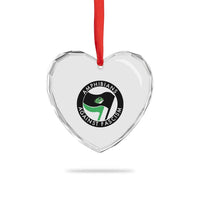 Amphibians Against Fascism Heart Crystal Glass Ornament Anti-Fascist Frog Logo Portland Protest - Wonder Print Shop