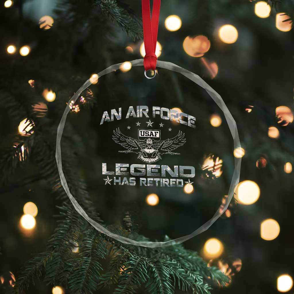 An Air Force Legend Has Retired Crystal Glass Ornament Vintage Camo US Veteran - Wonder Print Shop
