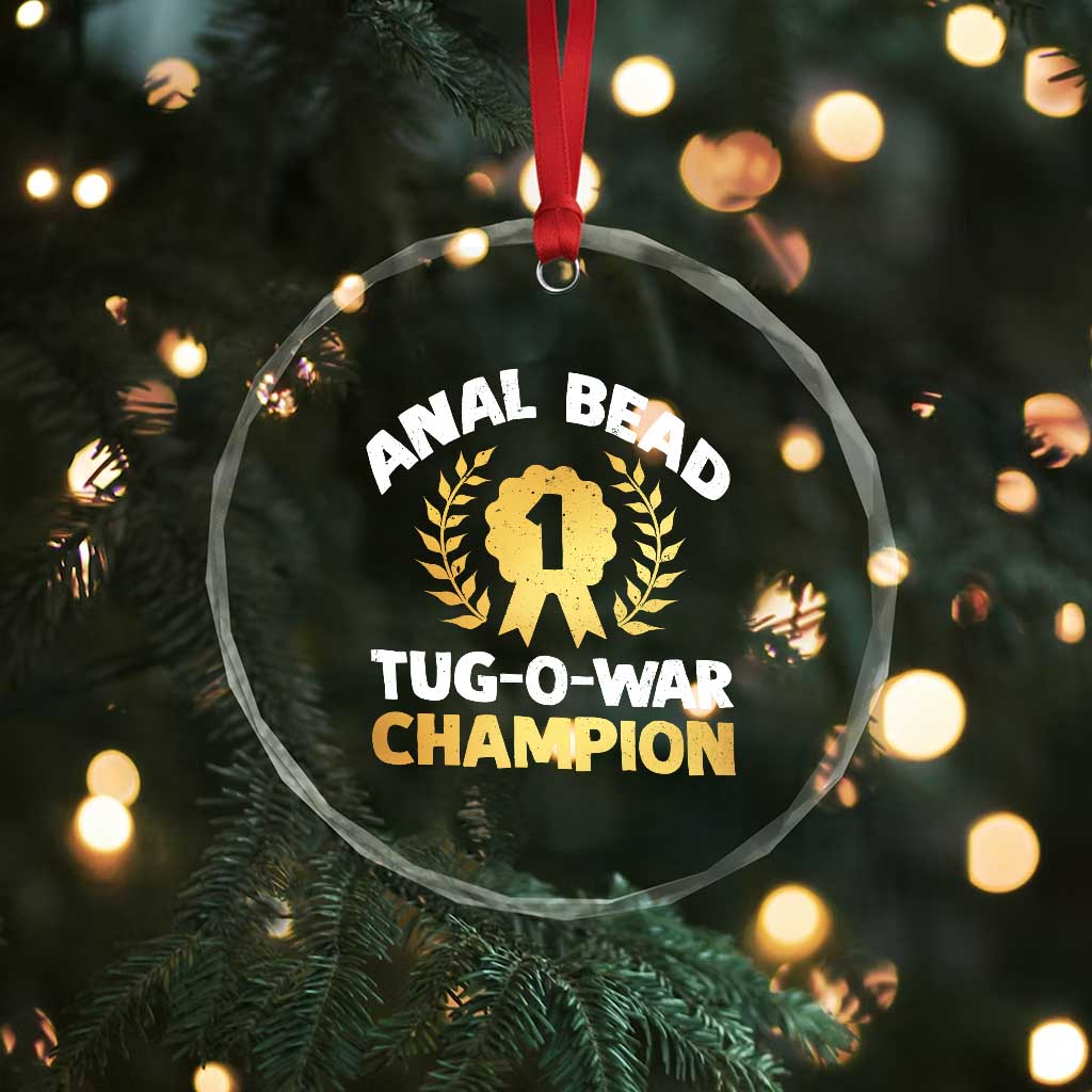 Anal Bead Tug O War Champion Funny Offensive Crystal Glass Ornament Inappropriate Adult Humor Gold - Wonder Print Shop