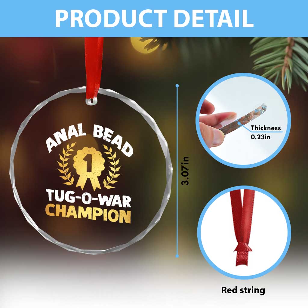Anal Bead Tug O War Champion Funny Offensive Crystal Glass Ornament Inappropriate Adult Humor Gold - Wonder Print Shop