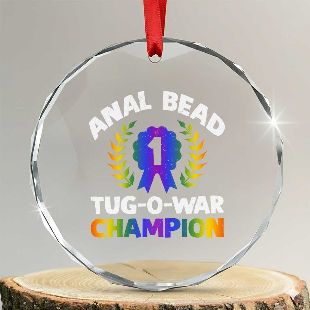 Anal Bead Tug O War Champion Funny Offensive Crystal Glass Ornament Inappropriate Adult Humor Rainbow - Wonder Print Shop