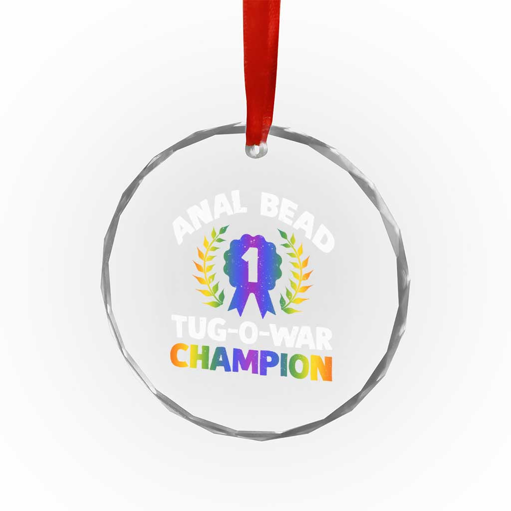 Anal Bead Tug O War Champion Funny Offensive Crystal Glass Ornament Inappropriate Adult Humor Rainbow - Wonder Print Shop