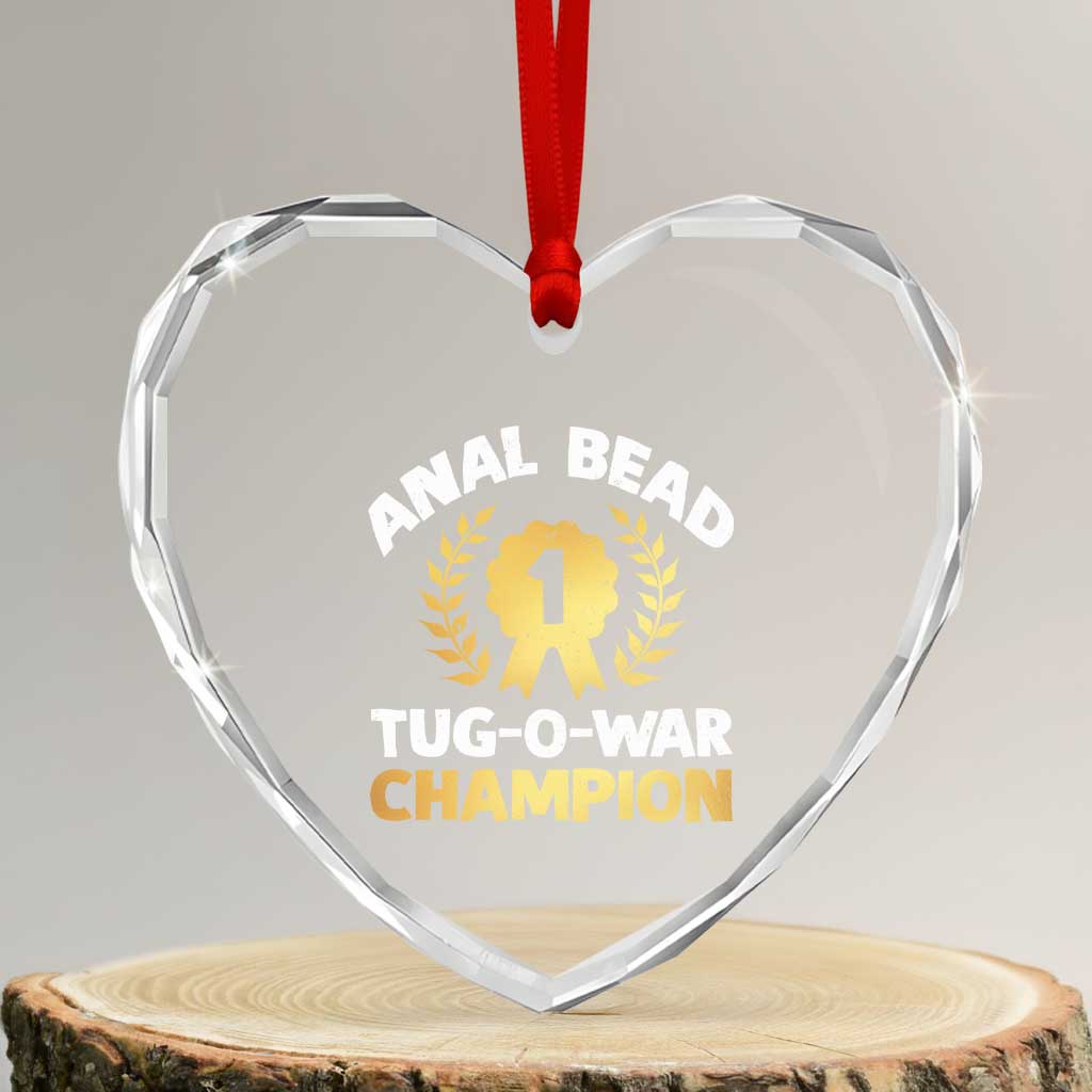 Anal Bead Tug O War Champion Funny Offensive Heart Crystal Glass Ornament Inappropriate Adult Humor Gold - Wonder Print Shop