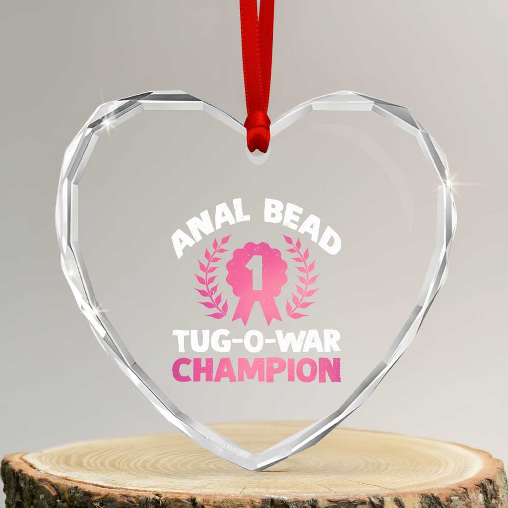 Anal Bead Tug O War Champion Funny Offensive Heart Crystal Glass Ornament Inappropriate Adult Humor Pink - Wonder Print Shop
