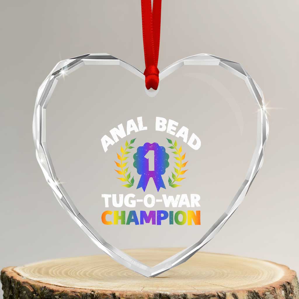 Anal Bead Tug O War Champion Funny Offensive Heart Crystal Glass Ornament Inappropriate Adult Humor Rainbow - Wonder Print Shop