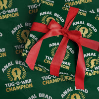 Anal Bead Tug O War Champion Funny Offensive Wrapping Paper Roll Inappropriate Adult Humor Gold - Wonder Print Shop
