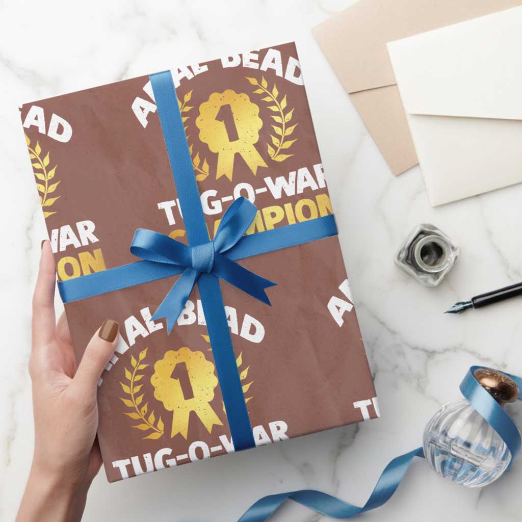 Anal Bead Tug O War Champion Funny Offensive Wrapping Paper Roll Inappropriate Adult Humor Gold - Wonder Print Shop