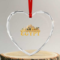 Ancient Egypt Pyramids Sphinx Graphic Heart Crystal Glass Ornament Vintage Egypt Anubis History Buff Travel Souvenir