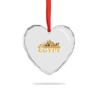 Ancient Egypt Pyramids Sphinx Graphic Heart Crystal Glass Ornament Vintage Egypt Anubis History Buff Travel Souvenir