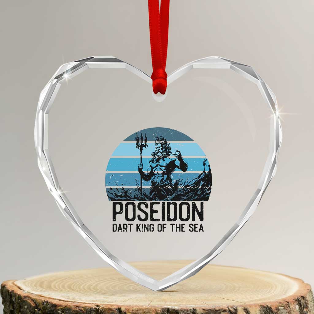 Ancient Greek Mythology Poseidon Dartist Heart Crystal Glass Ornament Dart King Of The Sea Trident - Wonder Print Shop