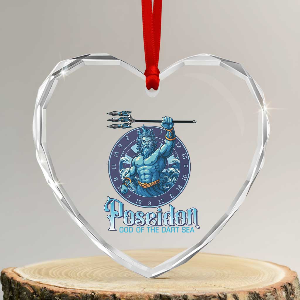 Ancient Greek Mythology Poseidon Dartist Heart Crystal Glass Ornament God Of The Dart Sea Trident - Wonder Print Shop