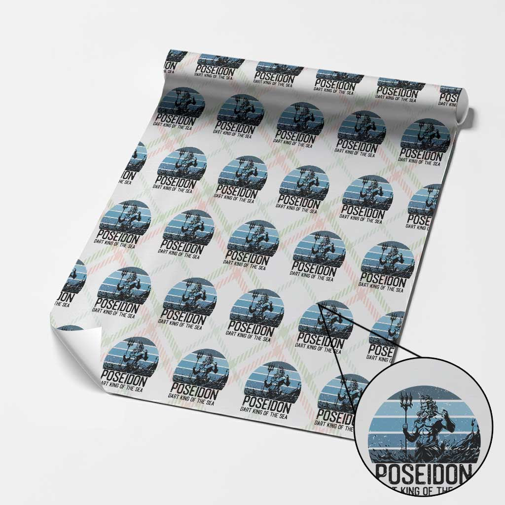Ancient Greek Mythology Poseidon Dartist Wrapping Paper Roll Dart King Of The Sea Trident - Wonder Print Shop