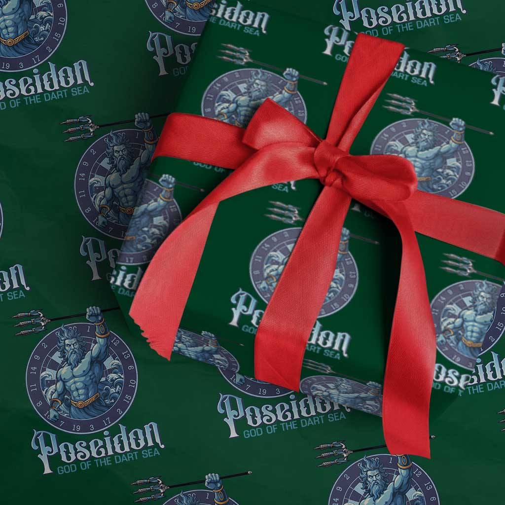 Ancient Greek Mythology Poseidon Dartist Wrapping Paper Roll God Of The Dart Sea Trident - Wonder Print Shop