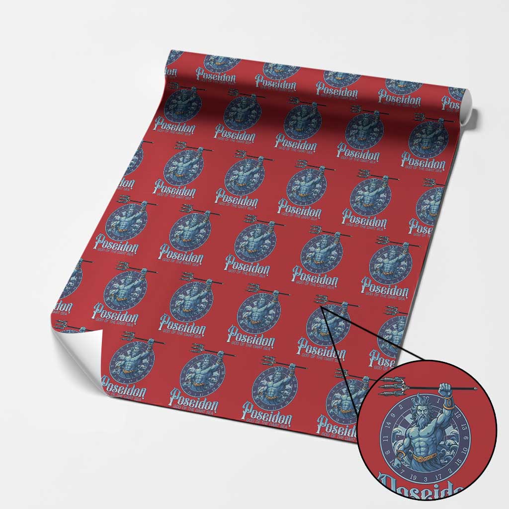 Ancient Greek Mythology Poseidon Dartist Wrapping Paper Roll God Of The Dart Sea Trident - Wonder Print Shop