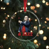 And Bake Funny Benjamin Franklin Patriotic Graphic Matching Crystal Glass Ornament Vintage Founding Father Distressed Stars and Lightning Bolts Dynamic Duo