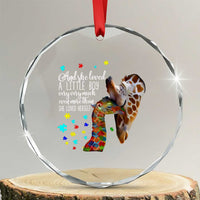 And She Loved A Little Boy Very Much Even More Than She Loved Herself Crystal Glass Ornament Autism Awareness Giraffes