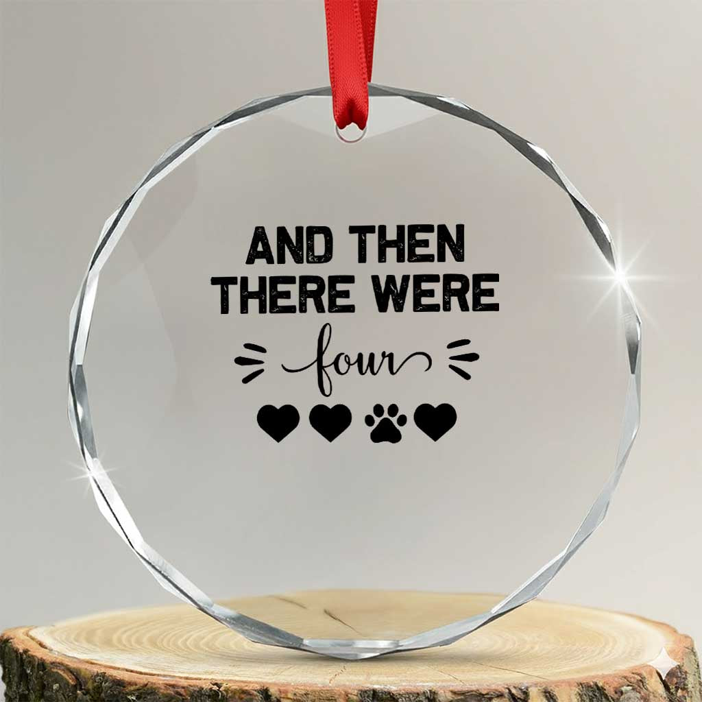 And Then There Were Four Crystal Glass Ornament Pregnancy Baby Announcement With Dog TS10