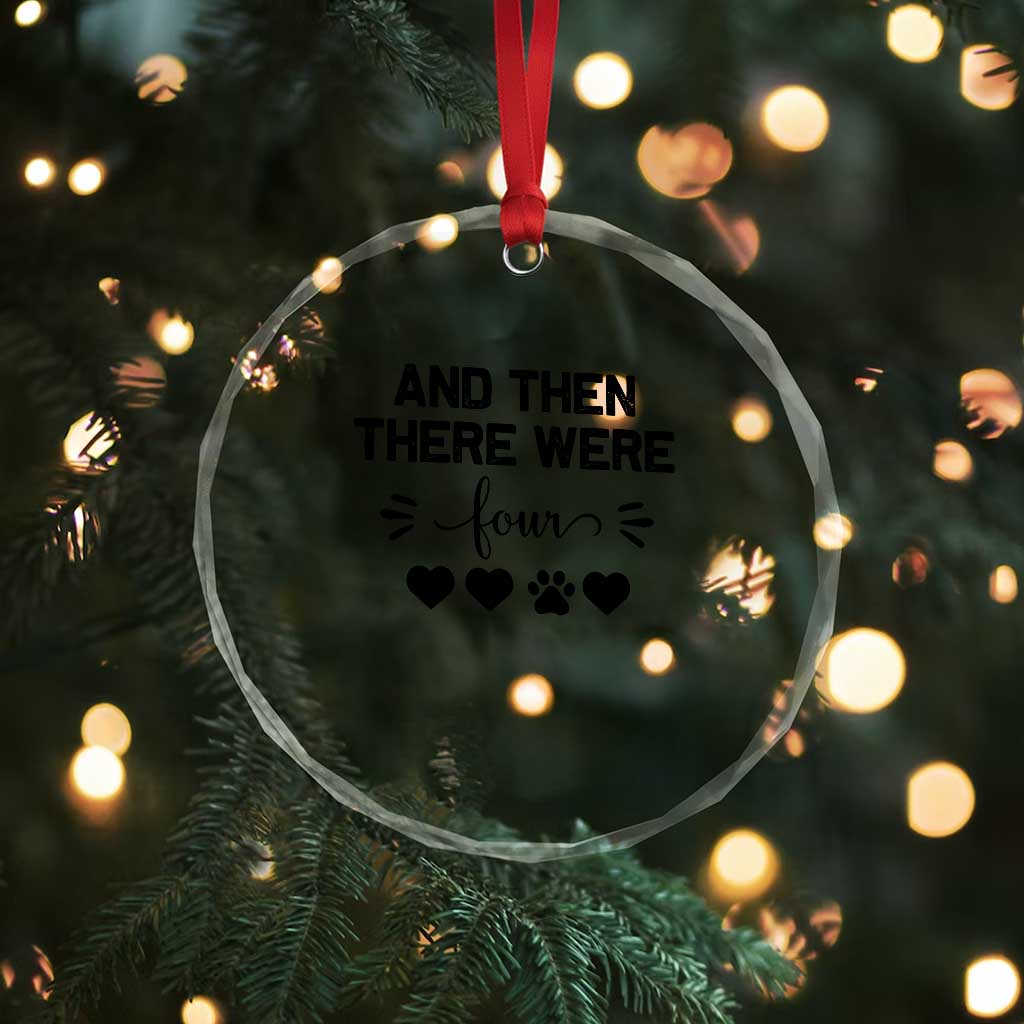 And Then There Were Four Crystal Glass Ornament Pregnancy Baby Announcement With Dog TS10
