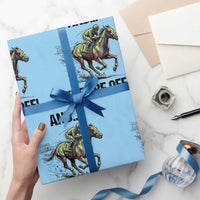 And They’re Off Colorful Horse Racing Sketch Wrapping Paper Roll Jockey and Thoroughbred Sprinting Race Day