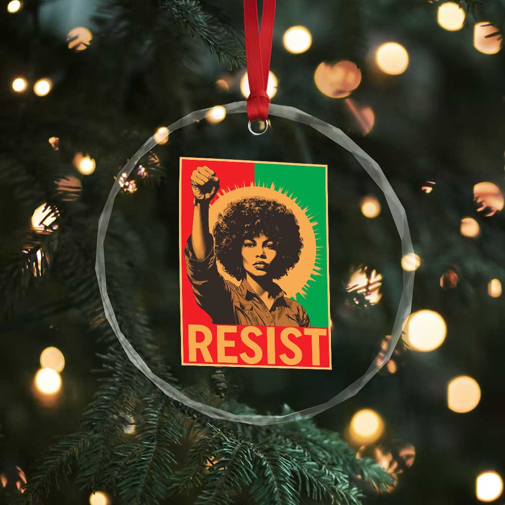 Angela Davis Crystal Glass Ornament Political Protest Resist Civil Rights Freedom - Wonder Print Shop