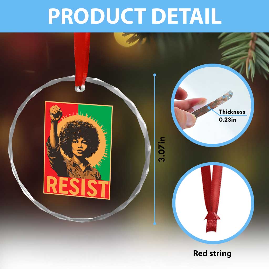 Angela Davis Crystal Glass Ornament Political Protest Resist Civil Rights Freedom - Wonder Print Shop