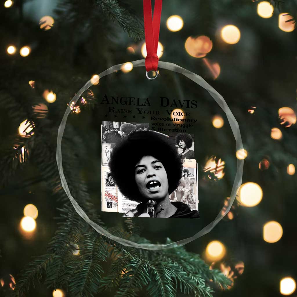 Angela Davis Crystal Glass Ornament Raise Your Voice Revolutionary Power Liberation TS02